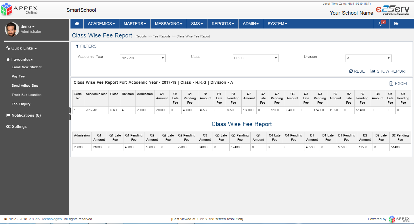 ClassWise Fee Report